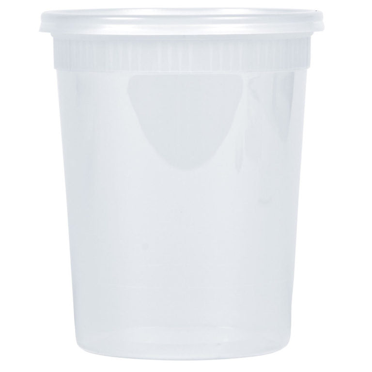 32 oz Heavy Duty Plastic Containers with lids (4 Count)