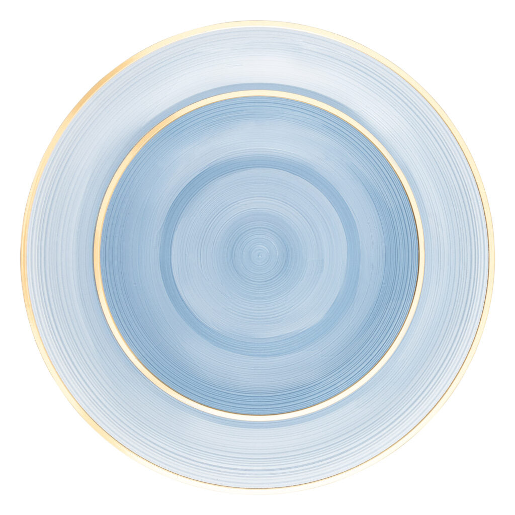 Crystal Design Combo Plates (7" & 10") Blue Transparent with Gold Rim (32 Count)