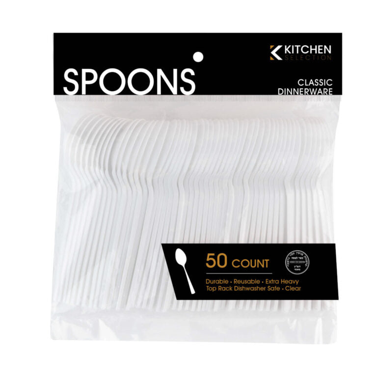 Heavy Weight Durable White Soup Spoons Deluxe (50 Count)