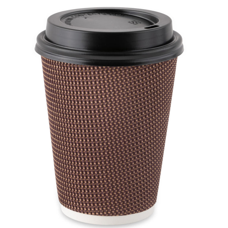 12oz Ripple Cups Brown Family Pack With Lids (40 Count)