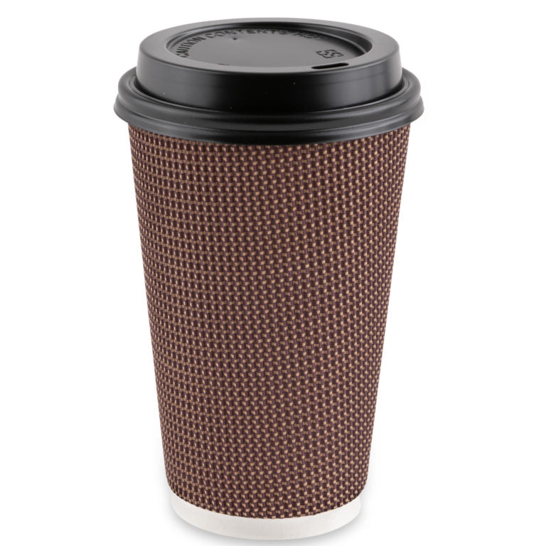 16oz Ripple Cups Brown Family Pack With Lids (40 Count)