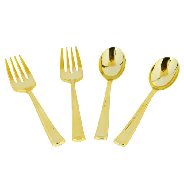 Gold Serving 2 Spoons and 2 Forks (4CT)