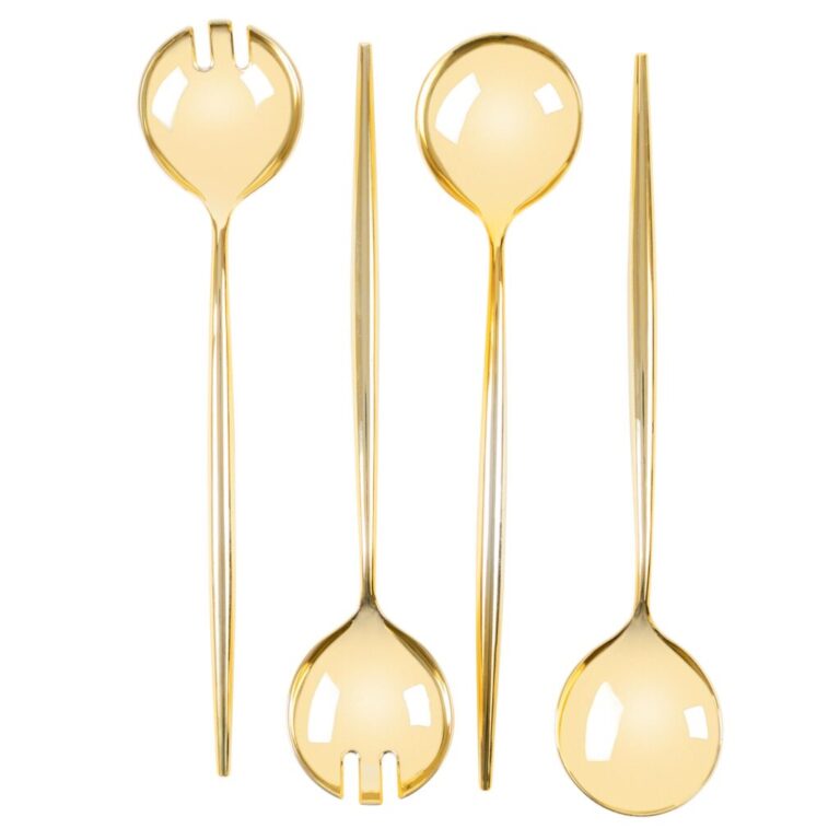Novelty Serving Spoon & Spork Gold (4 Count)