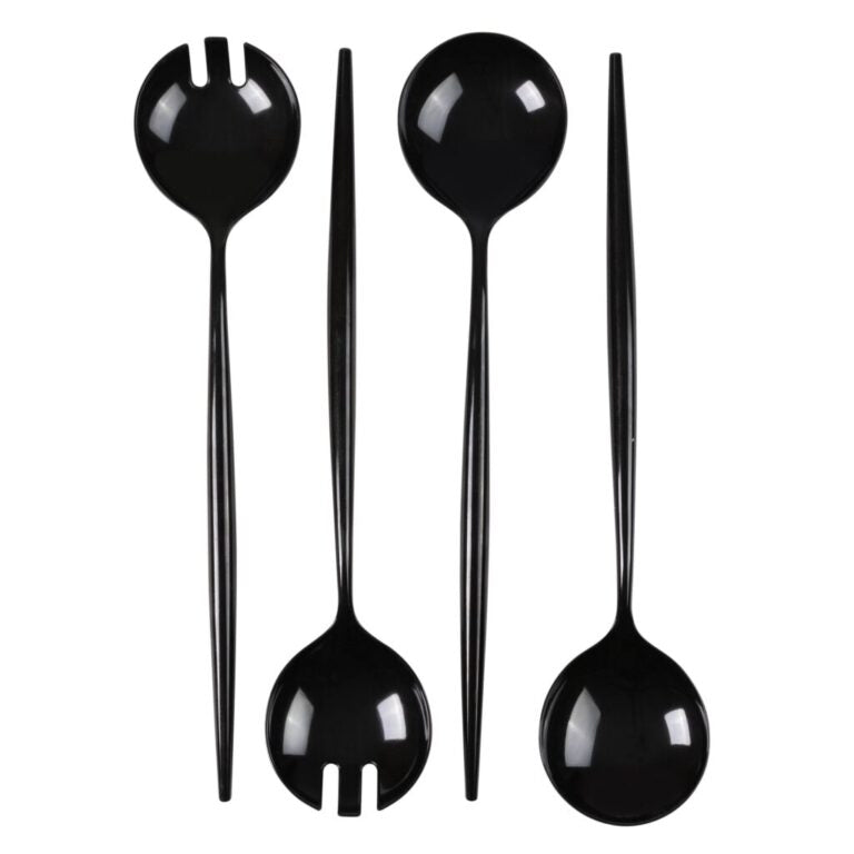Novelty Serving Spoon & Spork Black (4 Count)
