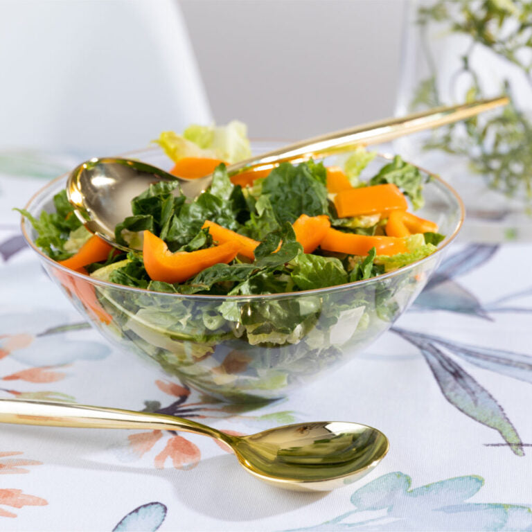 Organic Salad Bowl 58oz Clear/Gold Rim