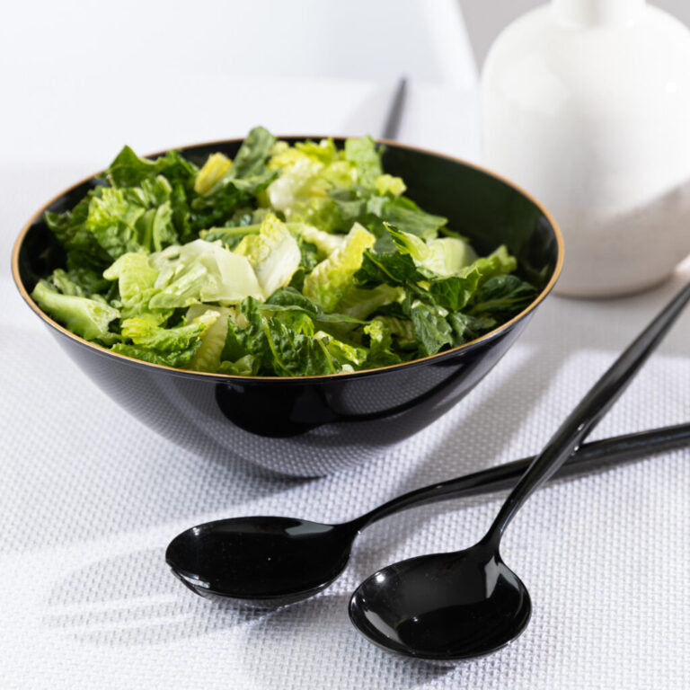 Organic Salad Bowl 58oz Black/Gold Rim