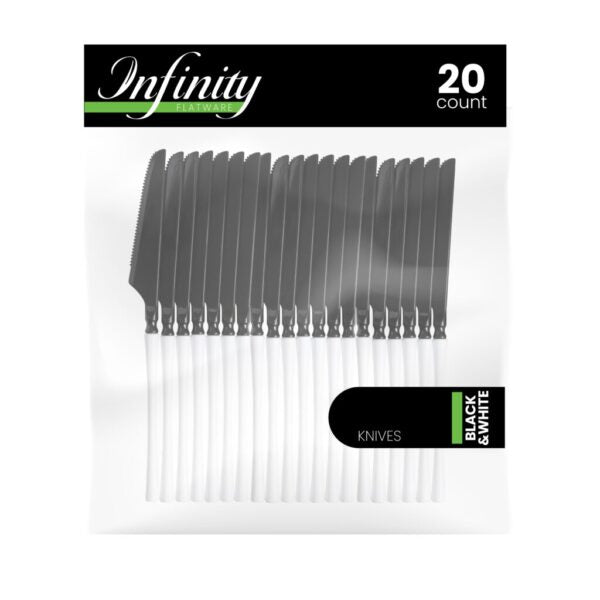Infinity Flatware Black/White Knives (20 Count)
