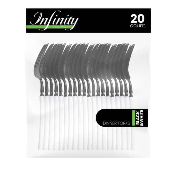 Infinity Flatware Black/White Dinner Forks (20 Count)