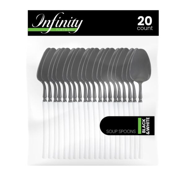Infinity Flatware Black/White Soup Spoons (20 Count)