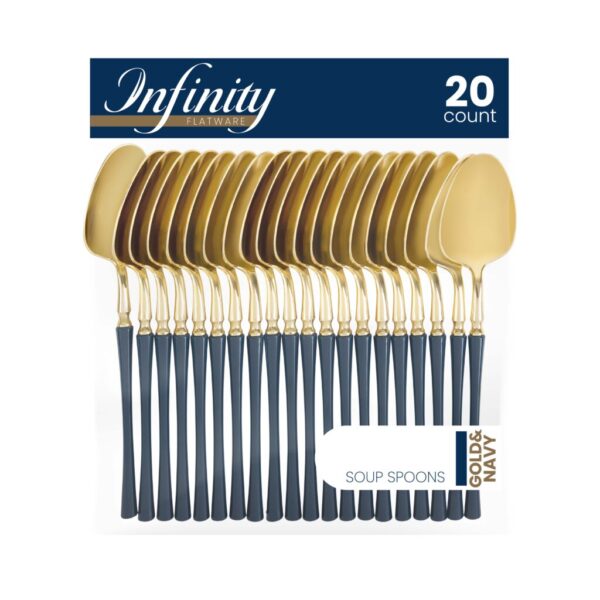 Infinity Flatware Navy/Gold Soup Spoons (20 Count)