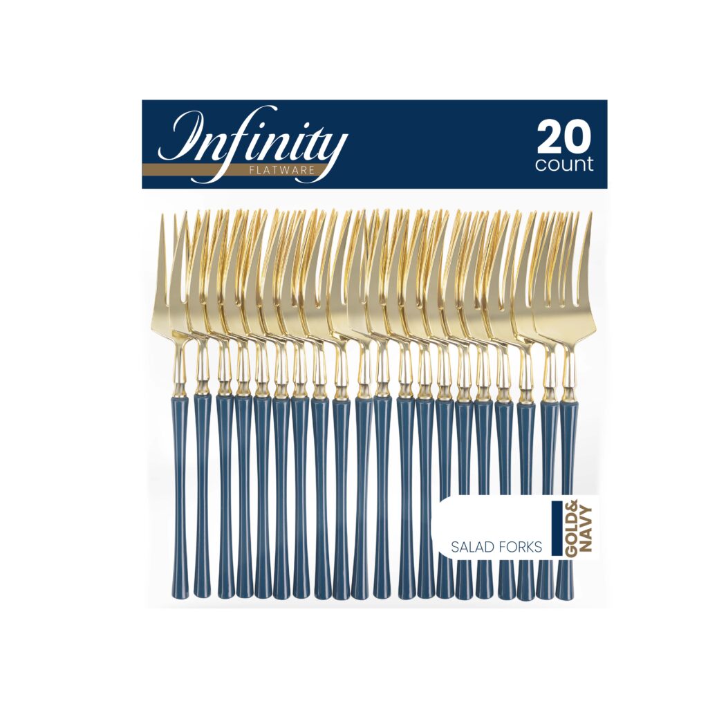 Infinity Flatware Navy/Gold Salad Forks (20 Count)