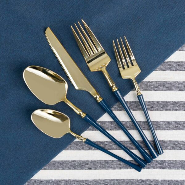 Infinity Flatware Navy/Gold Soup Spoons (20 Count)