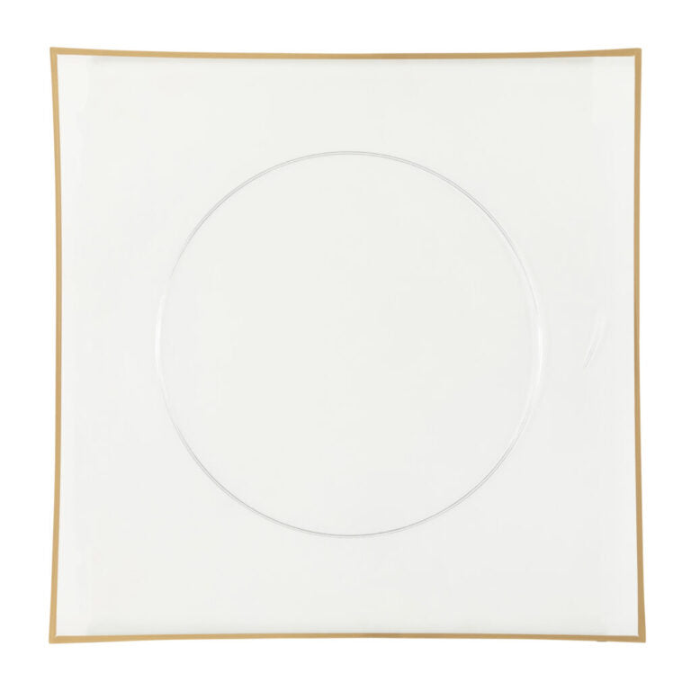 Chargers 13″ Square Flat Clear/ Gold Rim (4 Count)