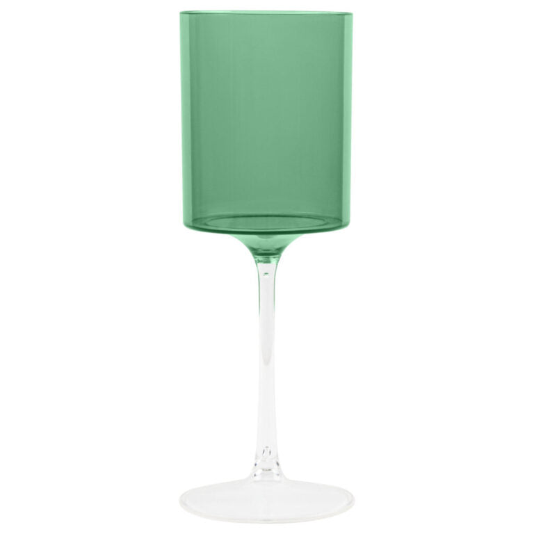 Two Tone Wine Glass 9oz Green/Clear (5 Count)