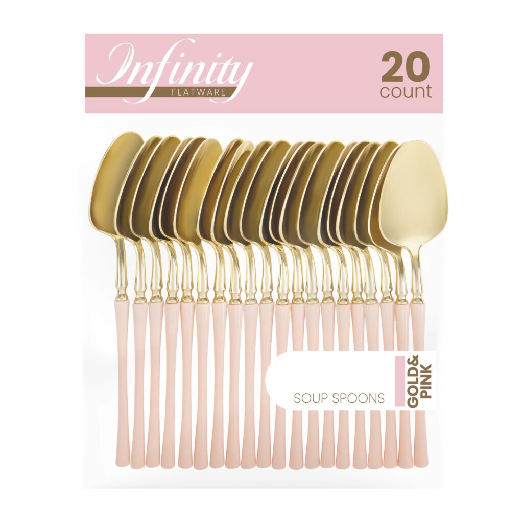 Infinity Flatware Pink/Gold Soup Spoons