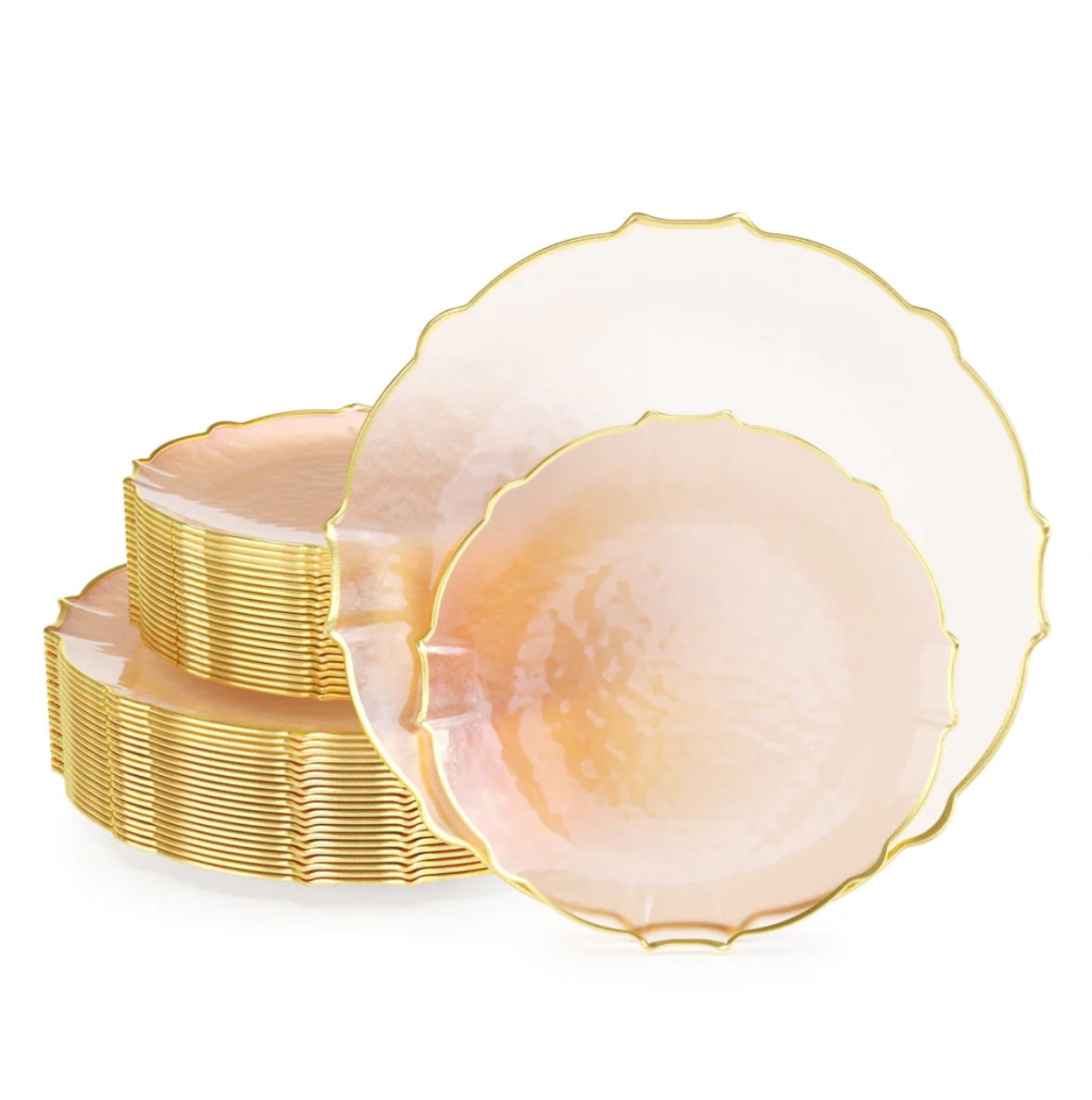 Rose/Gold Petal Plates 7.5/10 inch Combo 40 ct