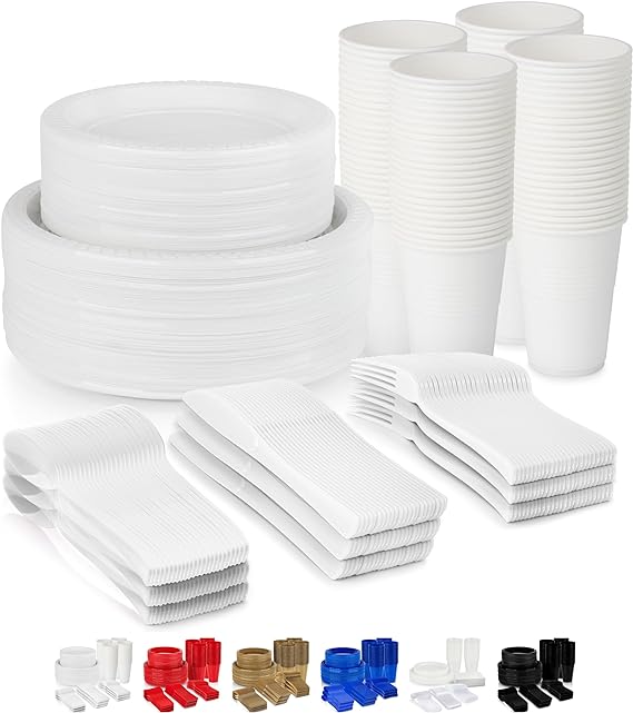 720 Piece Disposable Dinnerware Set (120 Guests) - White