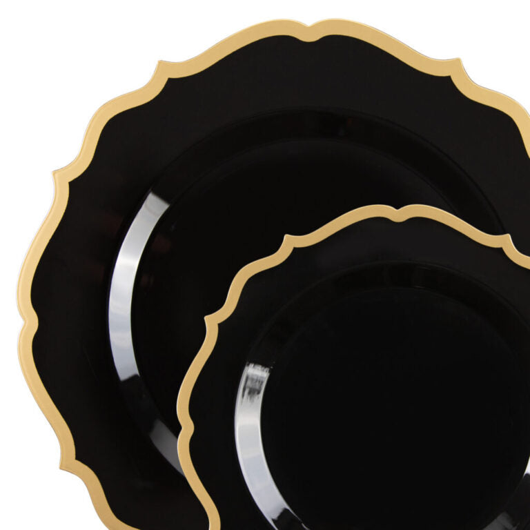 Contemporary Plates – Black Gold Rim (10 Count)
