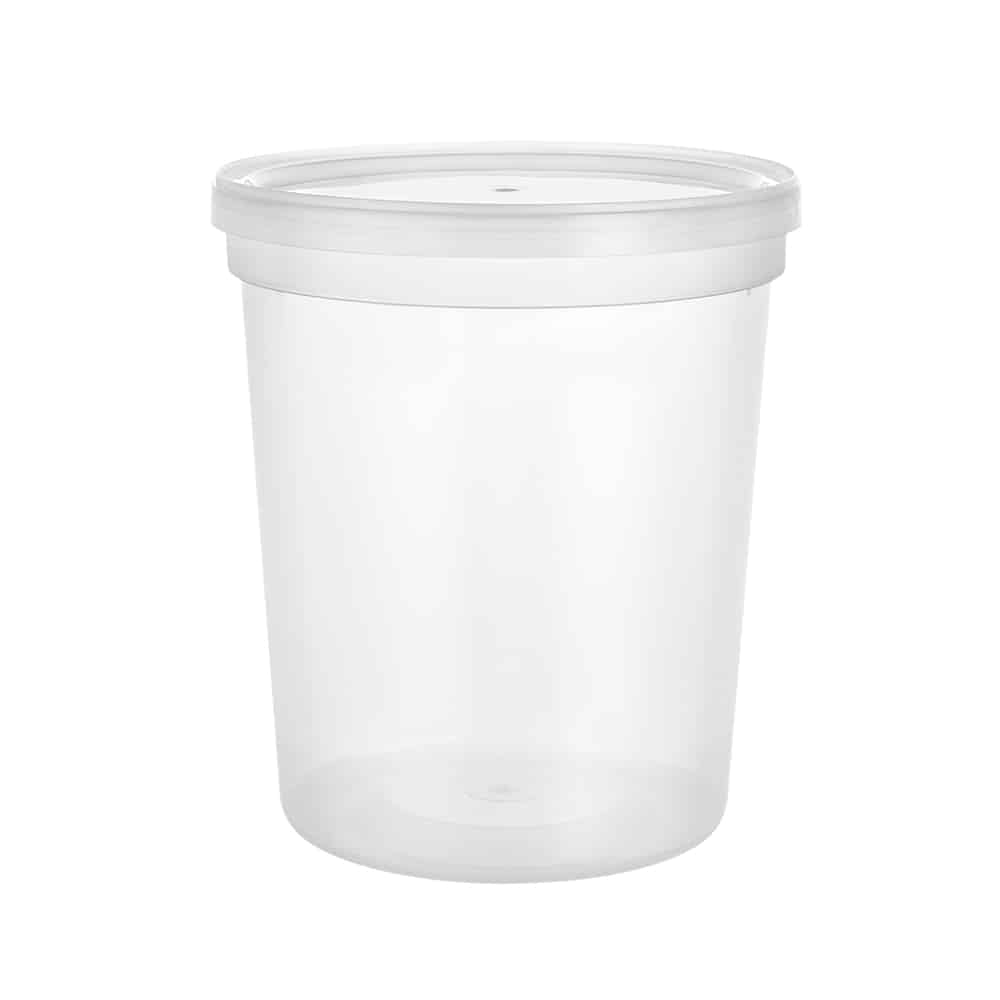 Premium Heavy Duty Plastic 32 oz Deli Container With Lid (24Count)