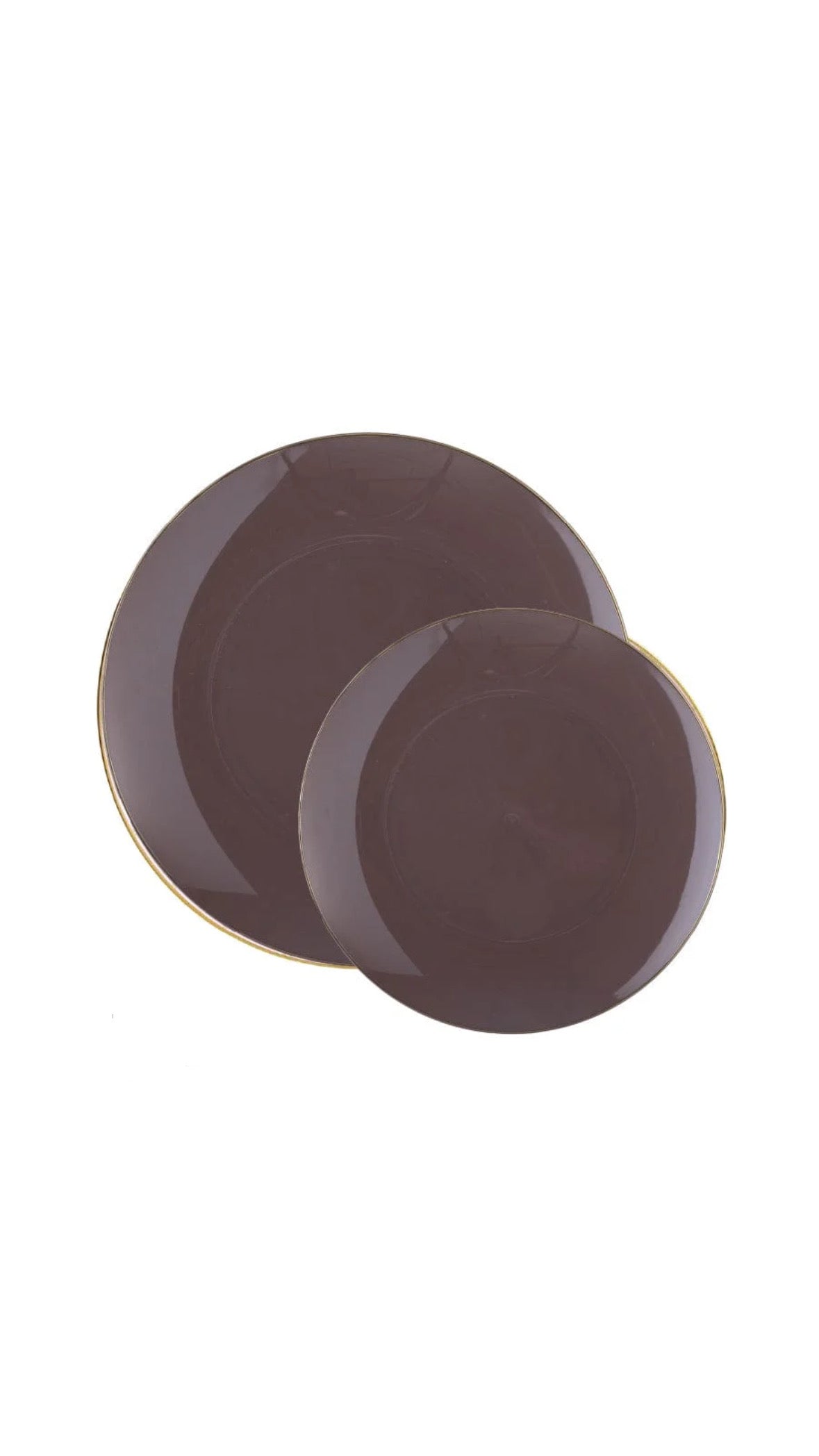 Truffle and Gold Rim Plastic Plates (10 Count)