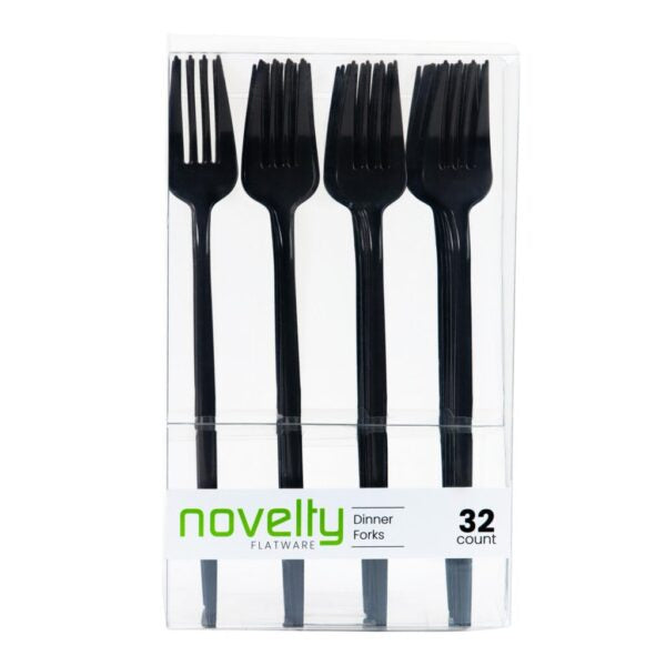 Novelty Flatware Dinner Forks Black (32 Count)