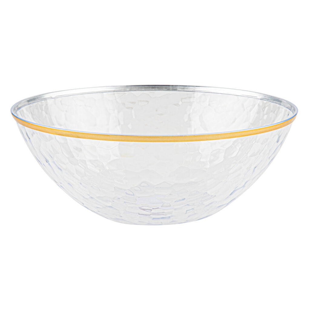 Hammered Salad Bowl Clear/Gold Rim