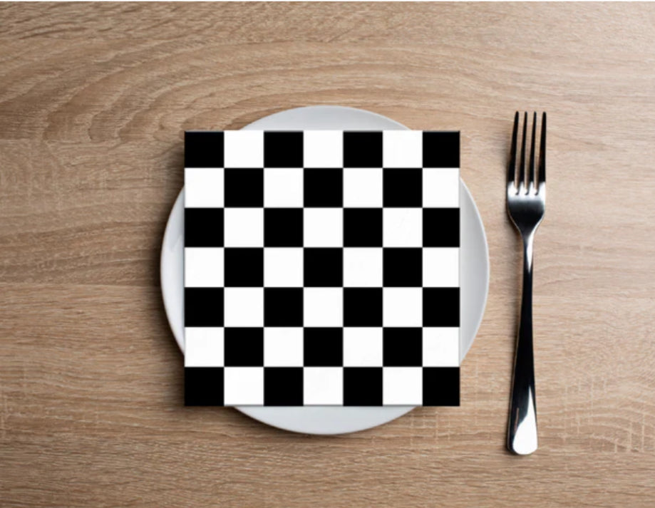 Black Checkered Cocktail Napkin (20 Ct)