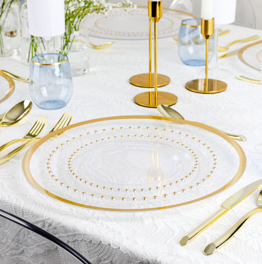 Beaded Collection Clear/Gold Combo Plates (32 Ct)