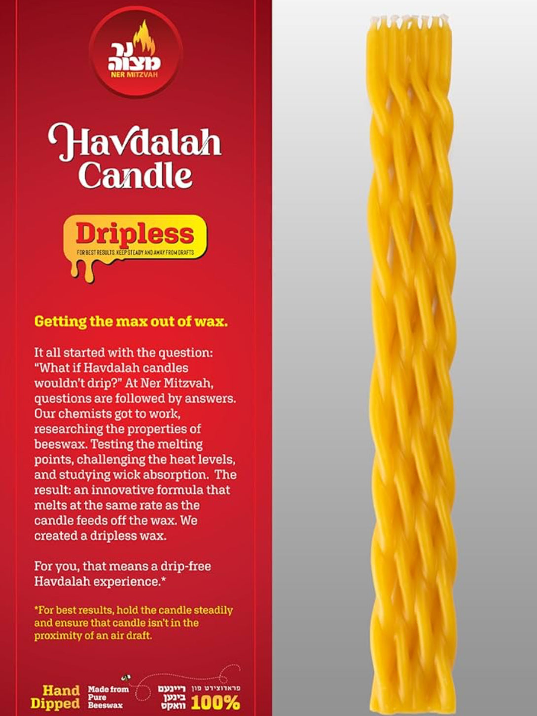 Ner Mitzvah Havdalah Candle DRIPLESS