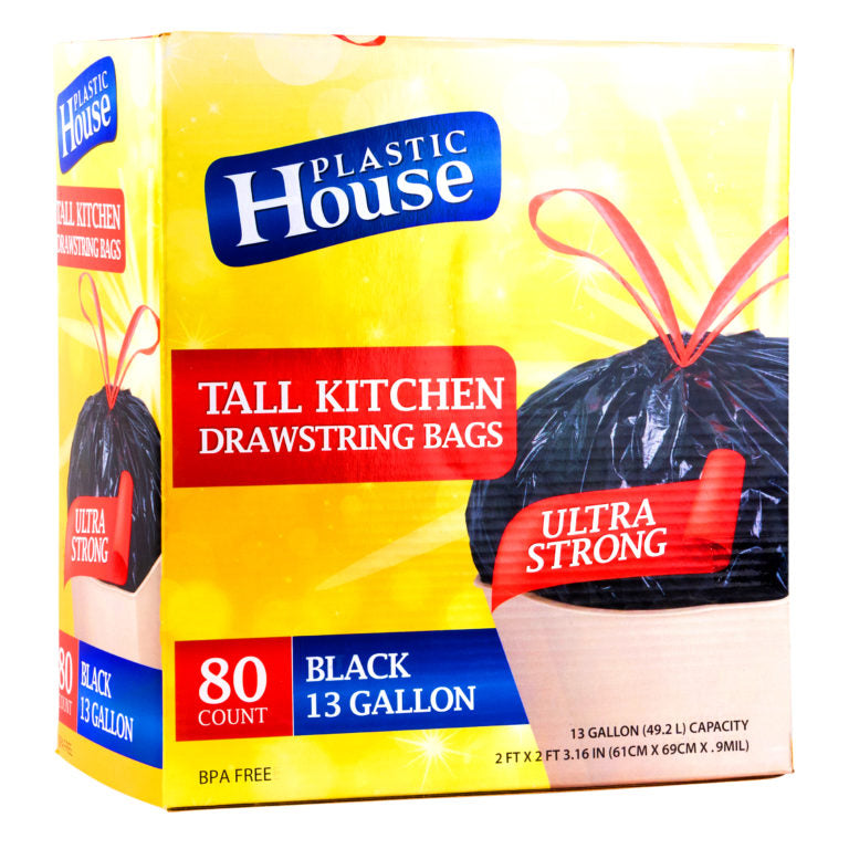 13Gal Drawstring Black Bag 80 Count