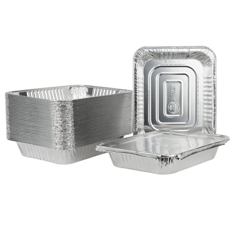 9×13 Pans/Lids Combo Deep Aluminum Pans (50 Pans 50 Lids)