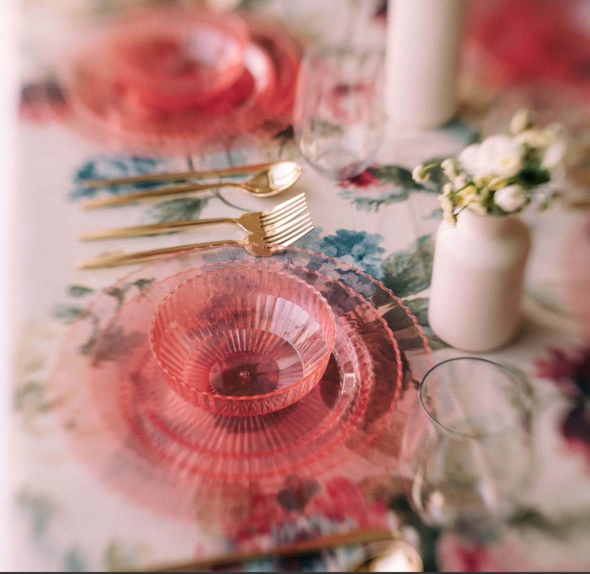 Rose Quartz Gemstone Plastic Plates (10Ct)