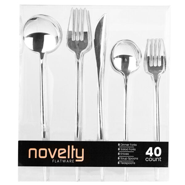 NOVELTY FLATWARE COMBO SILVER (40CT)