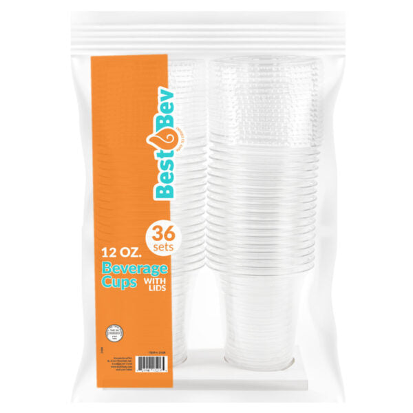 Plastic Cups/Lids Combo 12oz (36 Count)