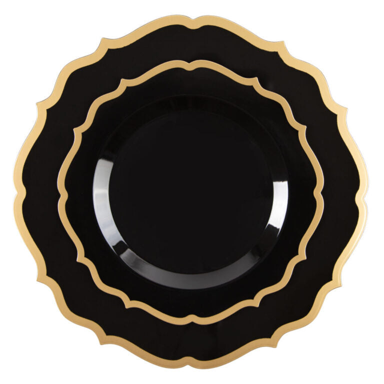 Contemporary Plates – Black Gold Rim (10 Count)