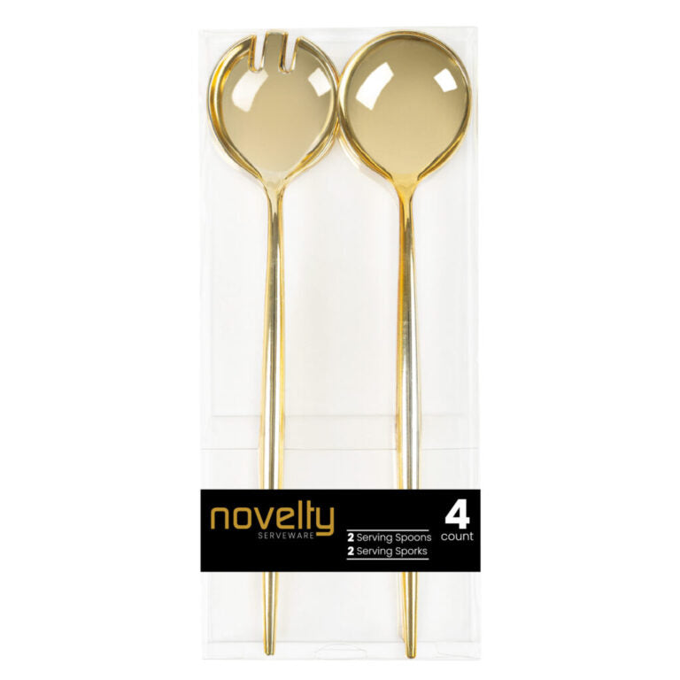 Novelty Serving Spoon & Spork Gold (4 Count)