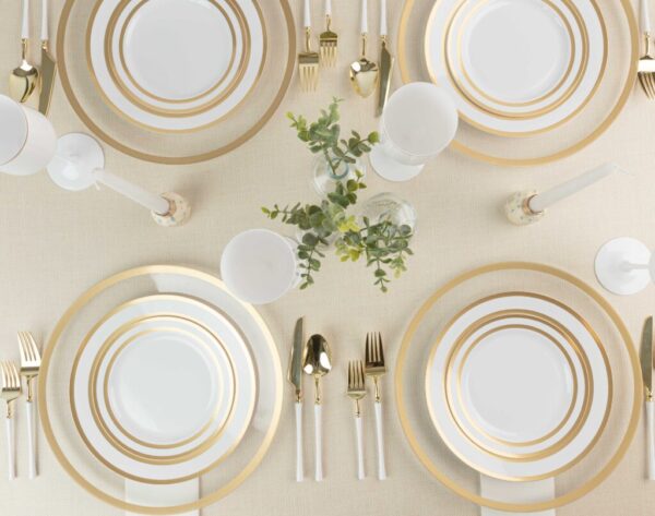 Symmetry 7.5" & 10" Combo Plates White/Gold (32 Count)