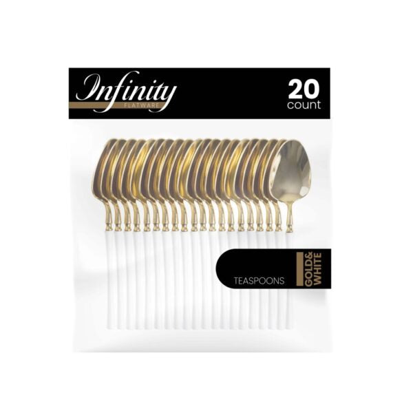 Infinity Flatware White/Gold Teaspoons (20 Count)