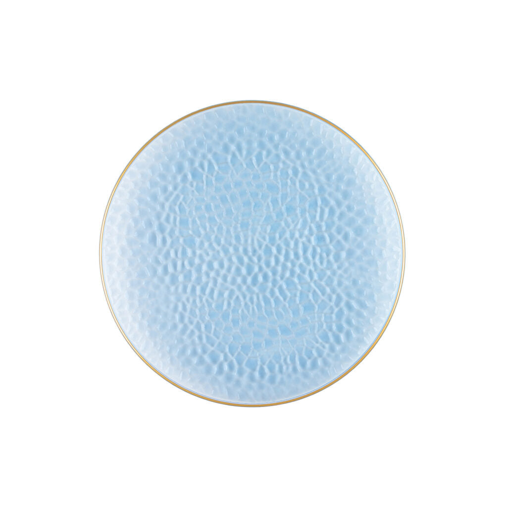 Organic Hammered Blue Gold Rim Plates (10 Count)