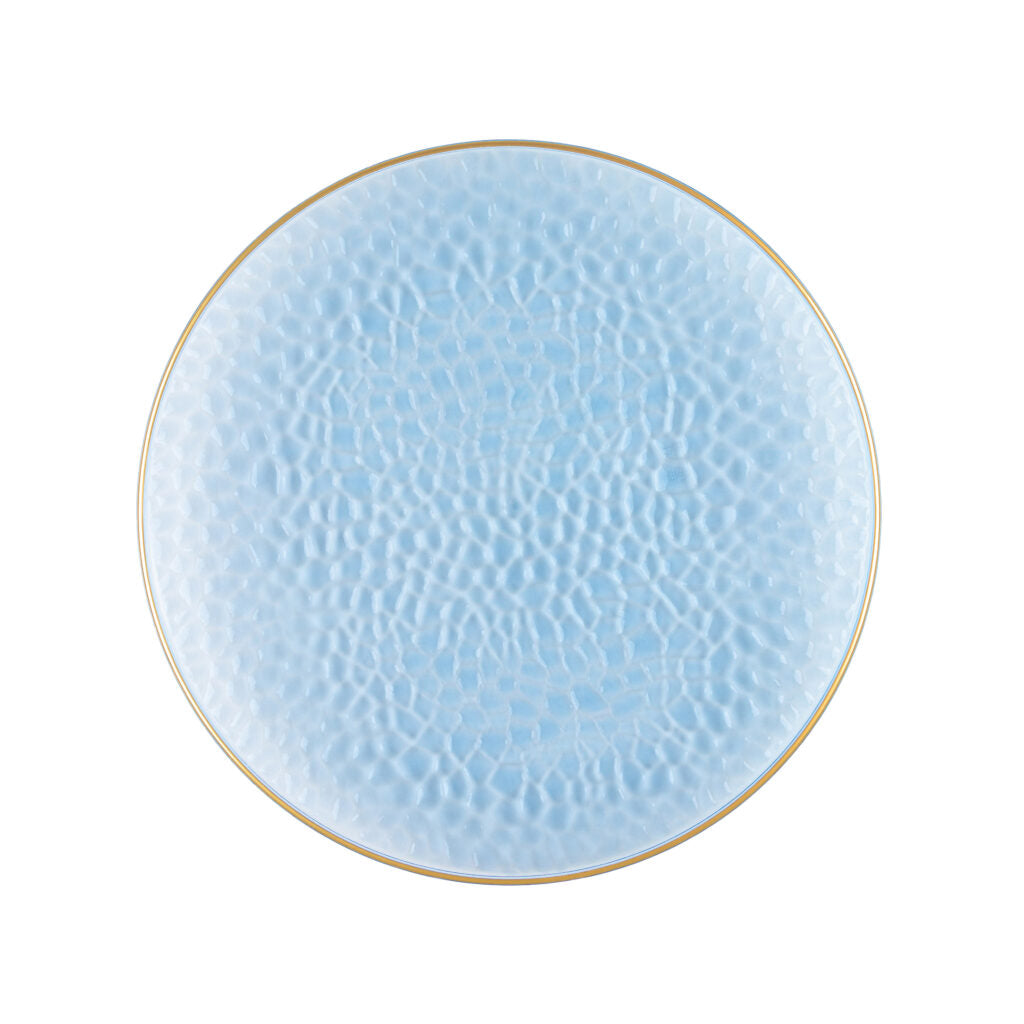 Organic Hammered Blue Gold Rim Plates (10 Count)