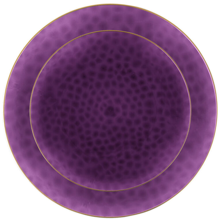Organic Hammered Purple Gold Rim Collection (10 Count)