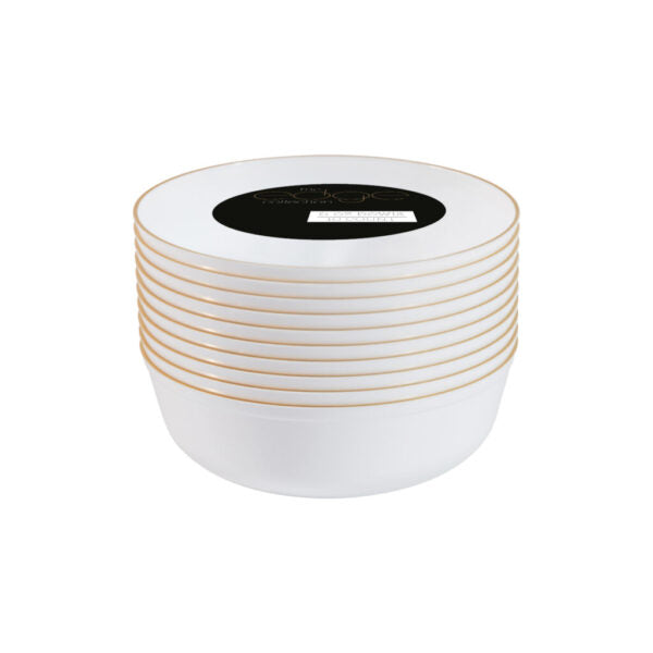 Edge Bowls 6oz White with Gold Rim (10 Count)