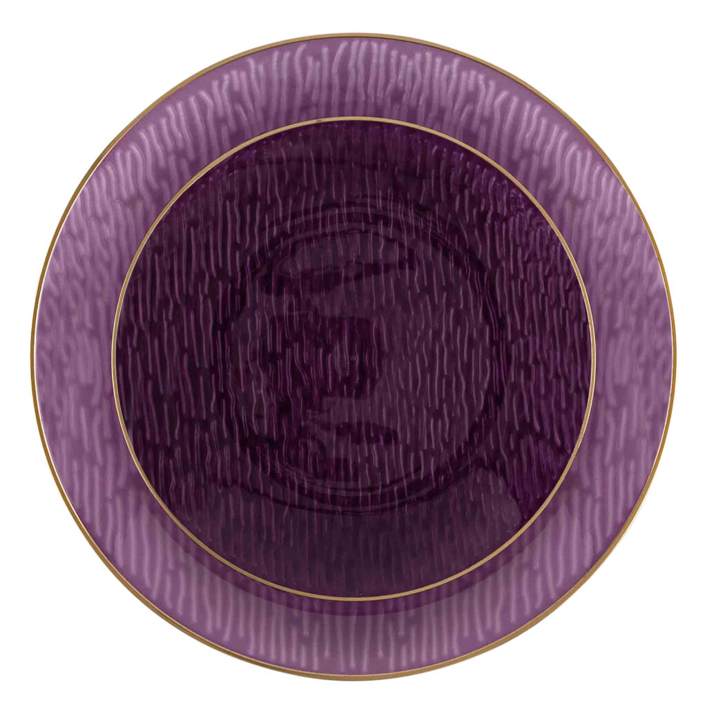 Icicles Plates Purple/Gold Rim 7" & 10" Combo Plates (24 Count)