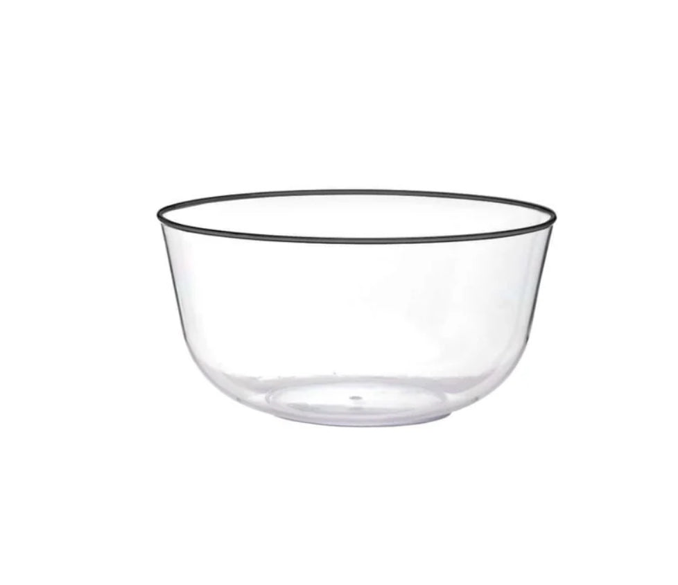 Classic Clear & Black Rim Design Plastic Bowls (10 Count)