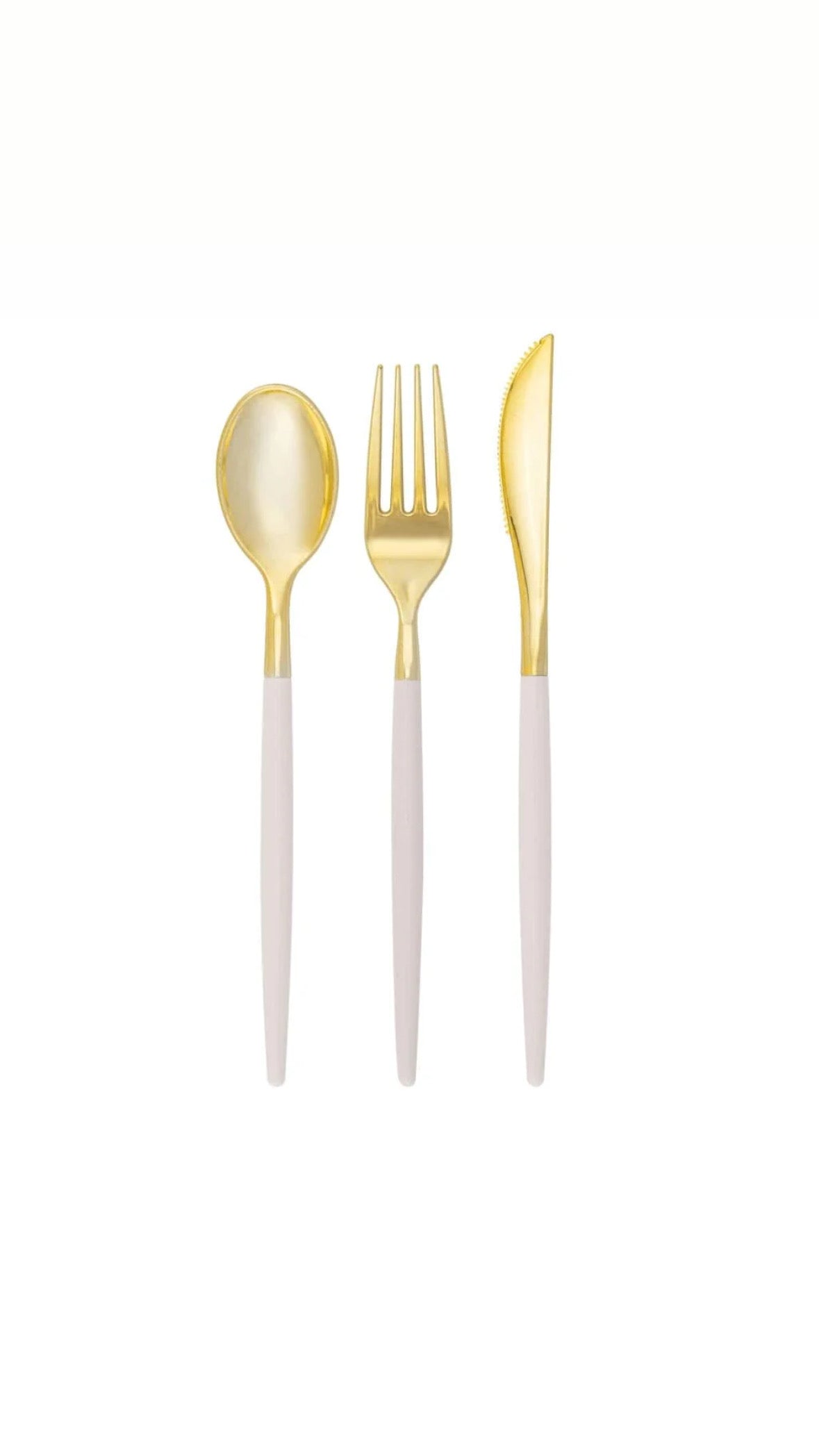 Linen and Gold Plastic Cutlery Set (32 Ct)