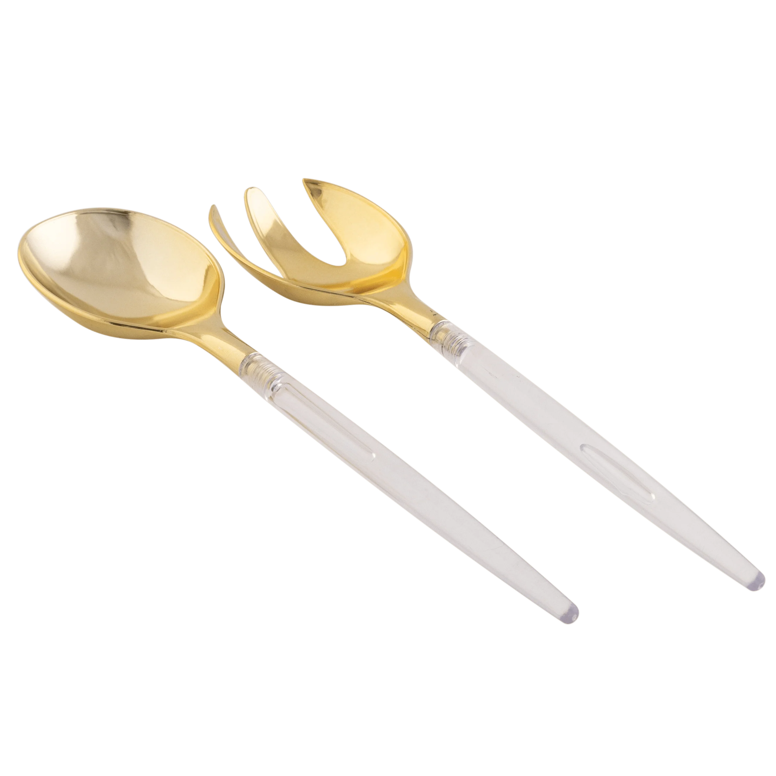 Clear and Gold Plastic Serving Fork/Spoon Set