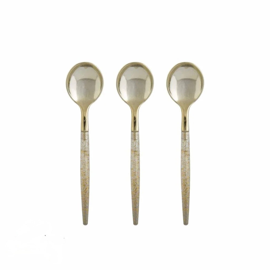 Gold Glitter Plastic Mini Spoons (20 Spoons)