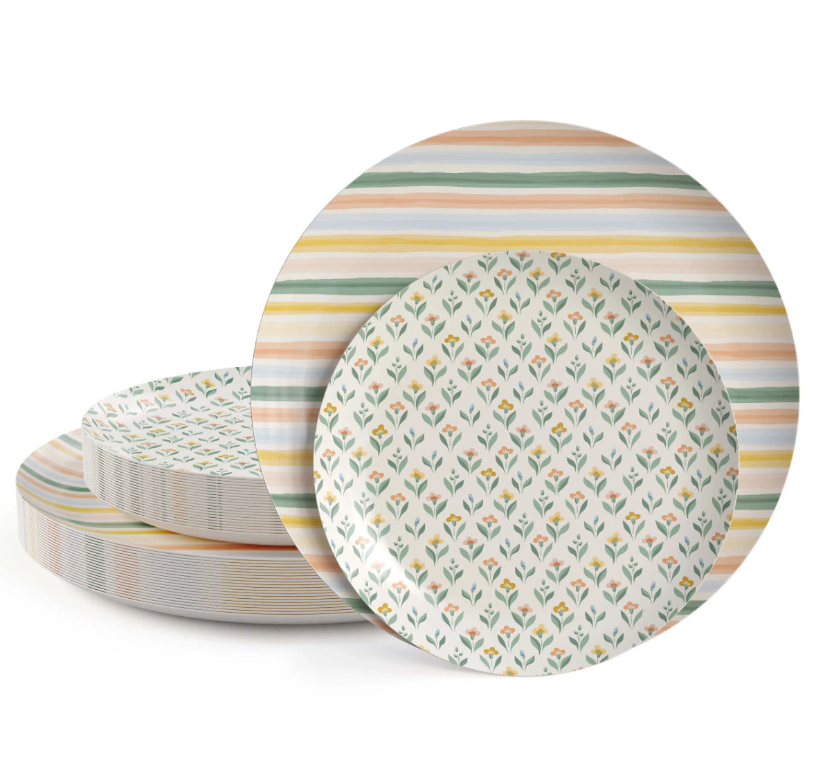 Earthtrends Folk Paper Combo 8" & 10" Plates (32Ct)
