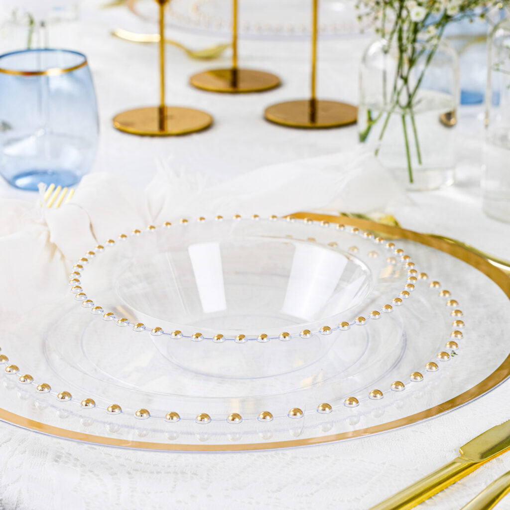 Beaded Collection Clear/Gold Combo Plates (32 Ct)