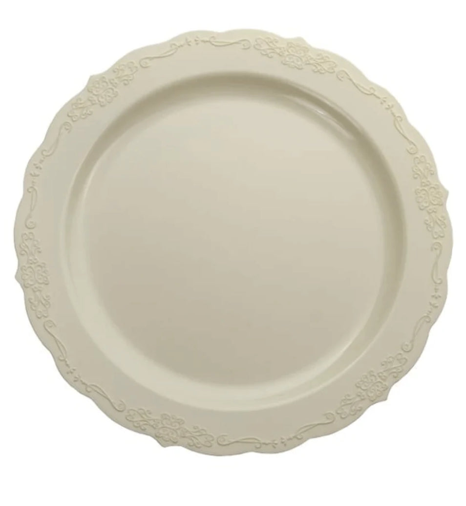 Ivory Victorian Design Plates (20 Count)